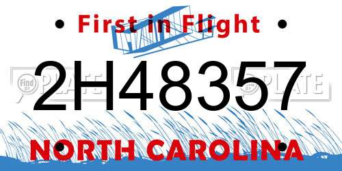 2H48357 North Carolina License Plate