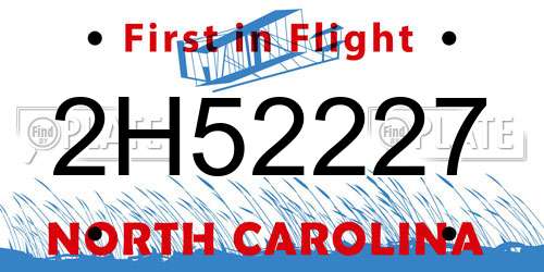 2H52227 North Carolina License Plate