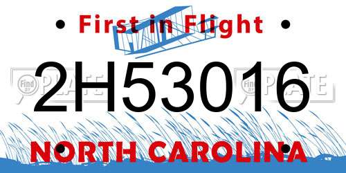 2H53016 North Carolina License Plate