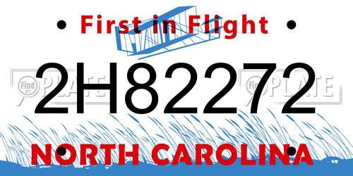 2H82272 North Carolina License Plate