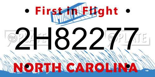 2H82277 North Carolina License Plate
