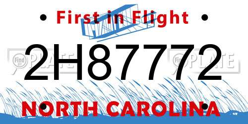 2H87772 North Carolina License Plate