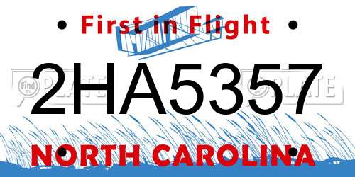 2HA5357 North Carolina License Plate