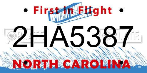 2HA5387 North Carolina License Plate