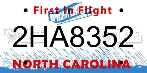 2HA8352 North Carolina License Plate