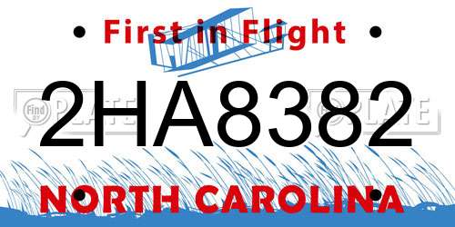 2HA8382 North Carolina License Plate