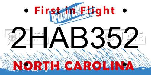 2HAB352 North Carolina License Plate