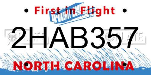 2HAB357 North Carolina License Plate