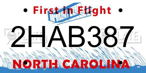 2HAB387 North Carolina License Plate