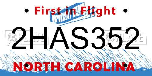 2HAS352 North Carolina License Plate