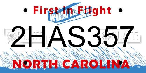 2HAS357 North Carolina License Plate