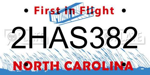 2HAS382 North Carolina License Plate