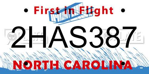2HAS387 North Carolina License Plate