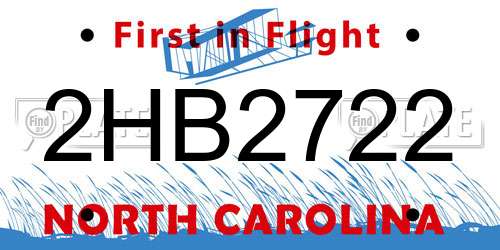 2HB2722 North Carolina License Plate