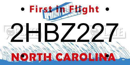 2HBZ227 North Carolina License Plate