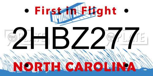 2HBZ277 North Carolina License Plate