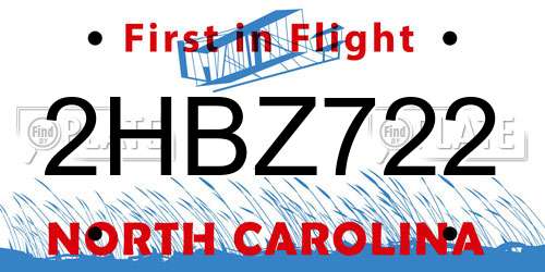 2HBZ722 North Carolina License Plate