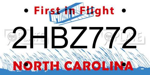 2HBZ772 North Carolina License Plate