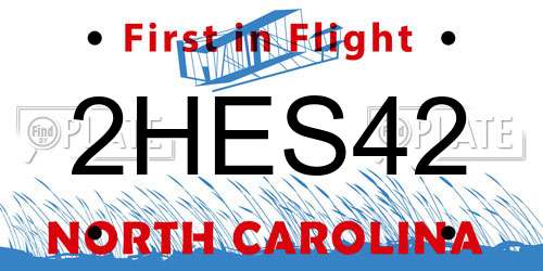 2HES42 North Carolina License Plate