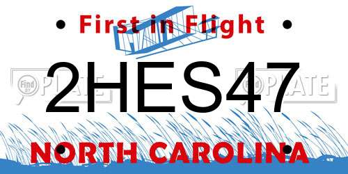 2HES47 North Carolina License Plate