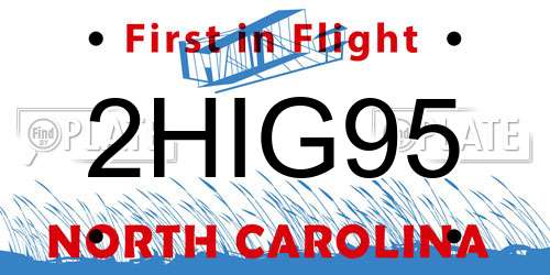 2HIG95 North Carolina License Plate