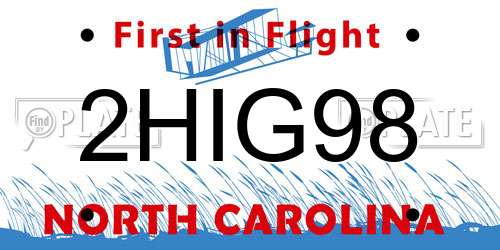 2HIG98 North Carolina License Plate