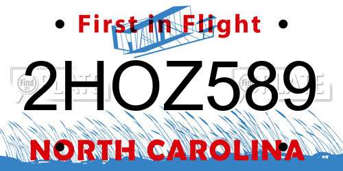 2HOZ589 North Carolina License Plate