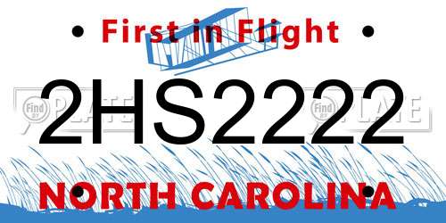 2HS2222 North Carolina License Plate