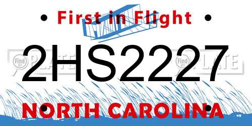 2HS2227 North Carolina License Plate
