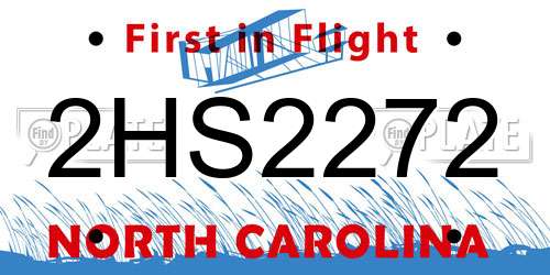 2HS2272 North Carolina License Plate
