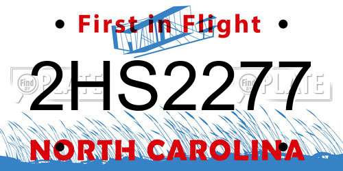2HS2277 North Carolina License Plate