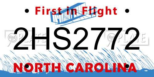 2HS2772 North Carolina License Plate