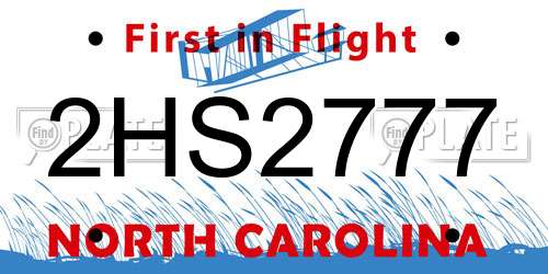 2HS2777 North Carolina License Plate