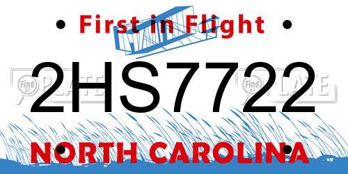 2HS7722 North Carolina License Plate