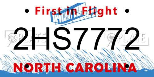 2HS7772 North Carolina License Plate