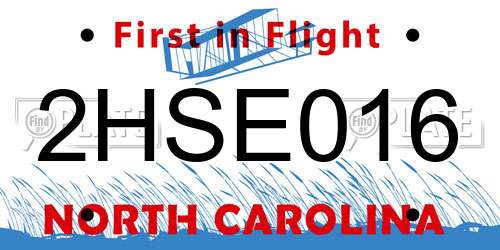 2HSE016 North Carolina License Plate