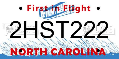 2HST222 North Carolina License Plate