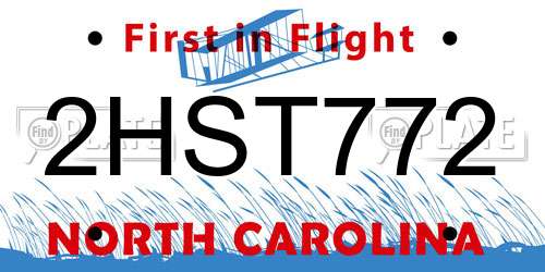 2HST772 North Carolina License Plate