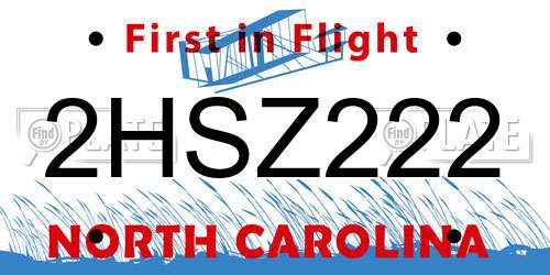 2HSZ222 North Carolina License Plate