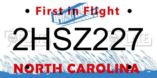 2HSZ227 North Carolina License Plate