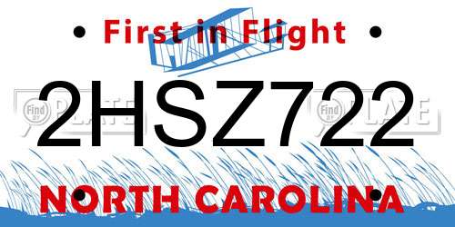 2HSZ722 North Carolina License Plate