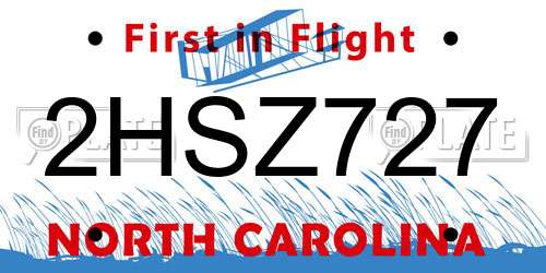 2HSZ727 North Carolina License Plate