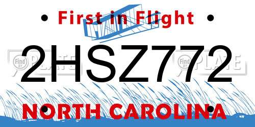 2HSZ772 North Carolina License Plate