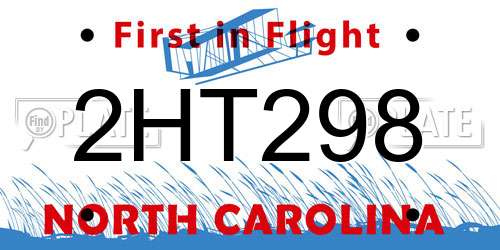 2HT298 North Carolina License Plate