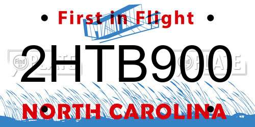 2HTB900 North Carolina License Plate