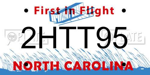 2HTT95 North Carolina License Plate