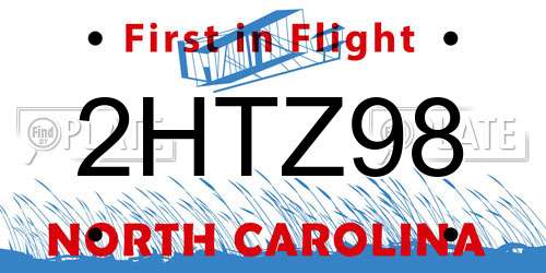 2HTZ98 North Carolina License Plate