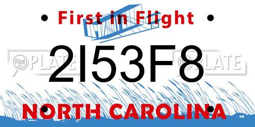2I53F8 North Carolina License Plate