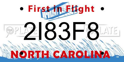 2I83F8 North Carolina License Plate