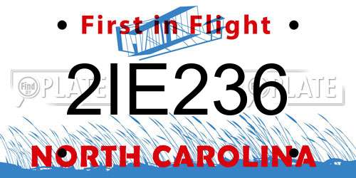 2IE236 North Carolina License Plate